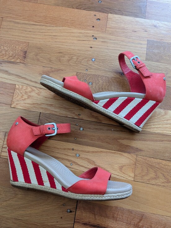 UGG Shoes - UGG Red Stripe Espadrille Wedge Sandals